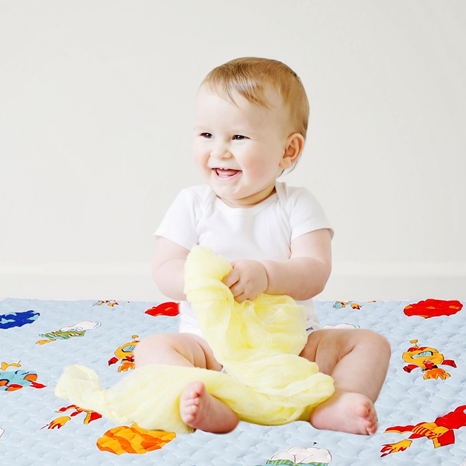 Tapis de Jeu Bébé Doux et Antidérapant en Tissu Surface Confortable pour Chaise Haute, pour Protéger le Sol Lors des Repas ou Activités Ludiques