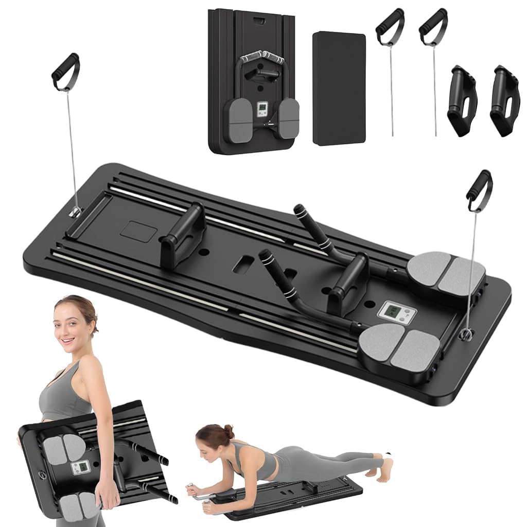 Proberos® 5 in 1 Abs Roller with Sliding Workout Board, Resistance Band & Counter, Folding Design, Home Gym Plank Exercise Equipment for Full Body Strength, Tone & Fat Burn