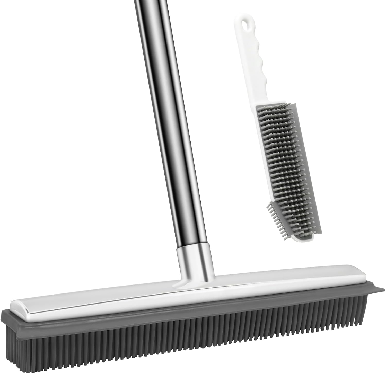 Loonpon Rubber Broom for Pet Hair Remover,63 inch Pet Hair Removal Broom with Squeegee,Rubber Fur Remover Brush for Fluff Carpet Hardwood Floor Tile Window