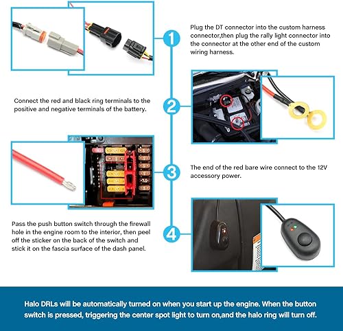 Miniatura 6 de Mini LED cromado Halo Rally DRL luz diurna para 1 Gen Mini Cooper R50 R52 R53 2001-2006