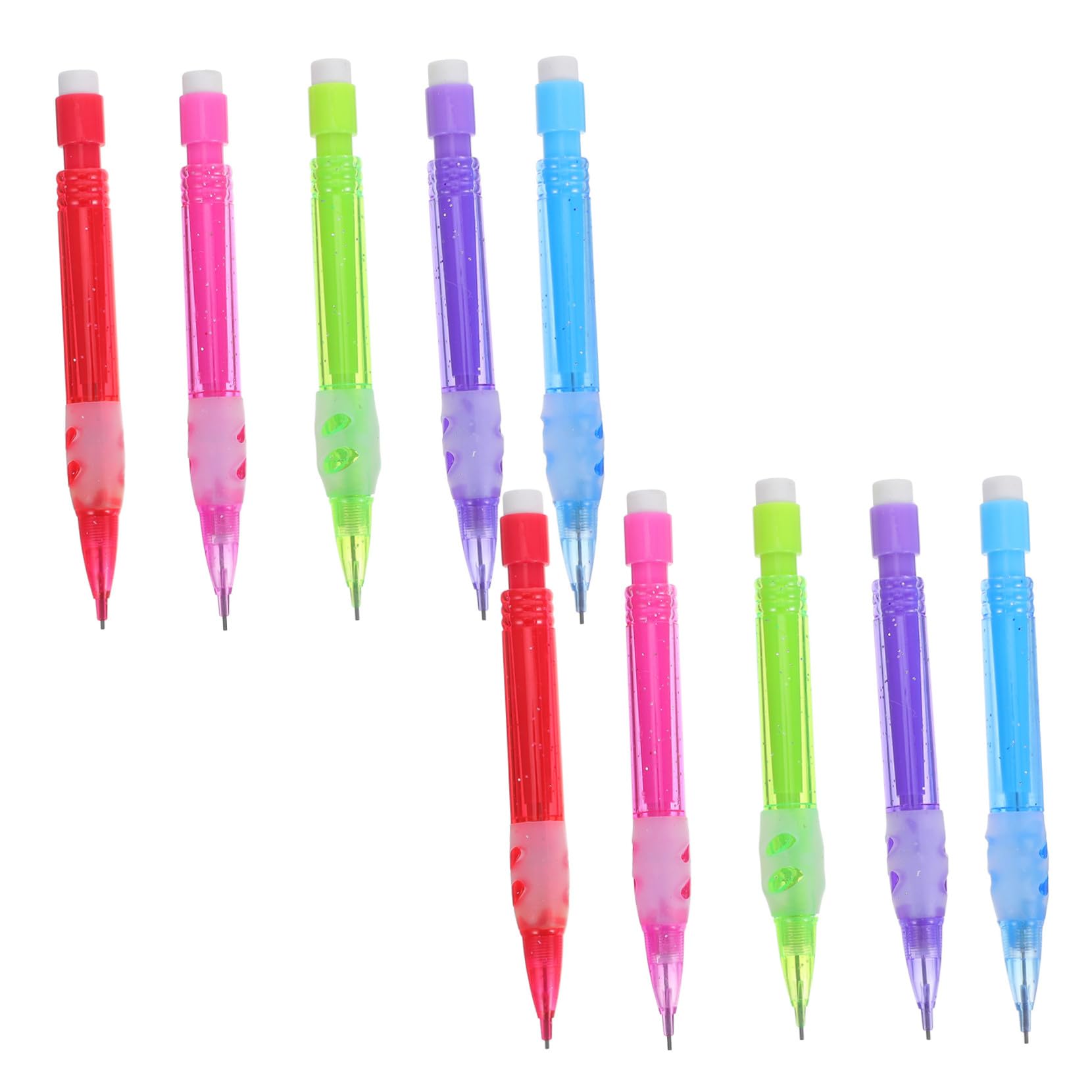 FONDOTIN 10pcs Mini Mechanical Pencils with Built in Eraser Pastel Colored Automatic Pencils for School Office Home Writing Drawing Sketching Plastic Body and Comfortable Grip