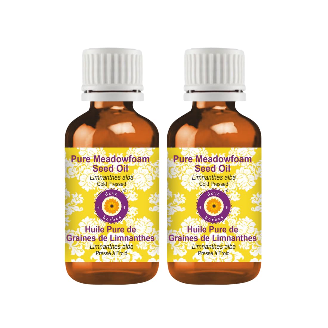 Deve Herbes Pure Meadowfoam Seed oil (Limnanthes alba) Cold Pressed (Pack of Two) 30ml X 2 (2 oz), 30 ml (Pack of 2)
