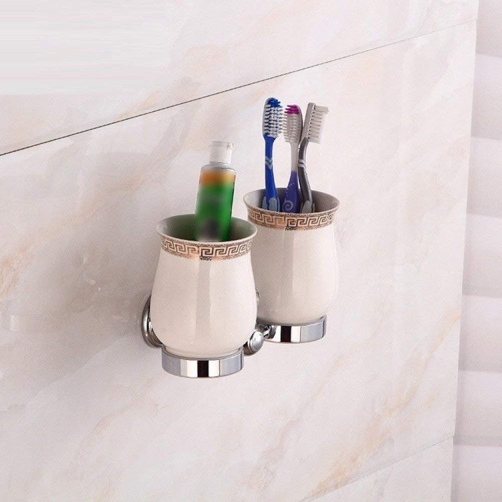 GZZ European-Style Badezimmer Wand Kristall Kupfer Halterung und Keramik Tasse Zahnputzbecher Set von High-Grade Zahnputzbecher