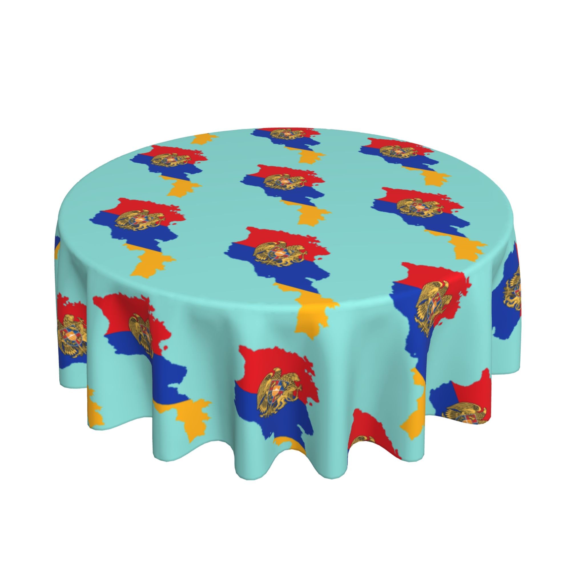 HLBSDM Armenian Flag map 60" Restaurant Circle Decor Tablecloth Festive Table Cover Round Art Desk Cloth