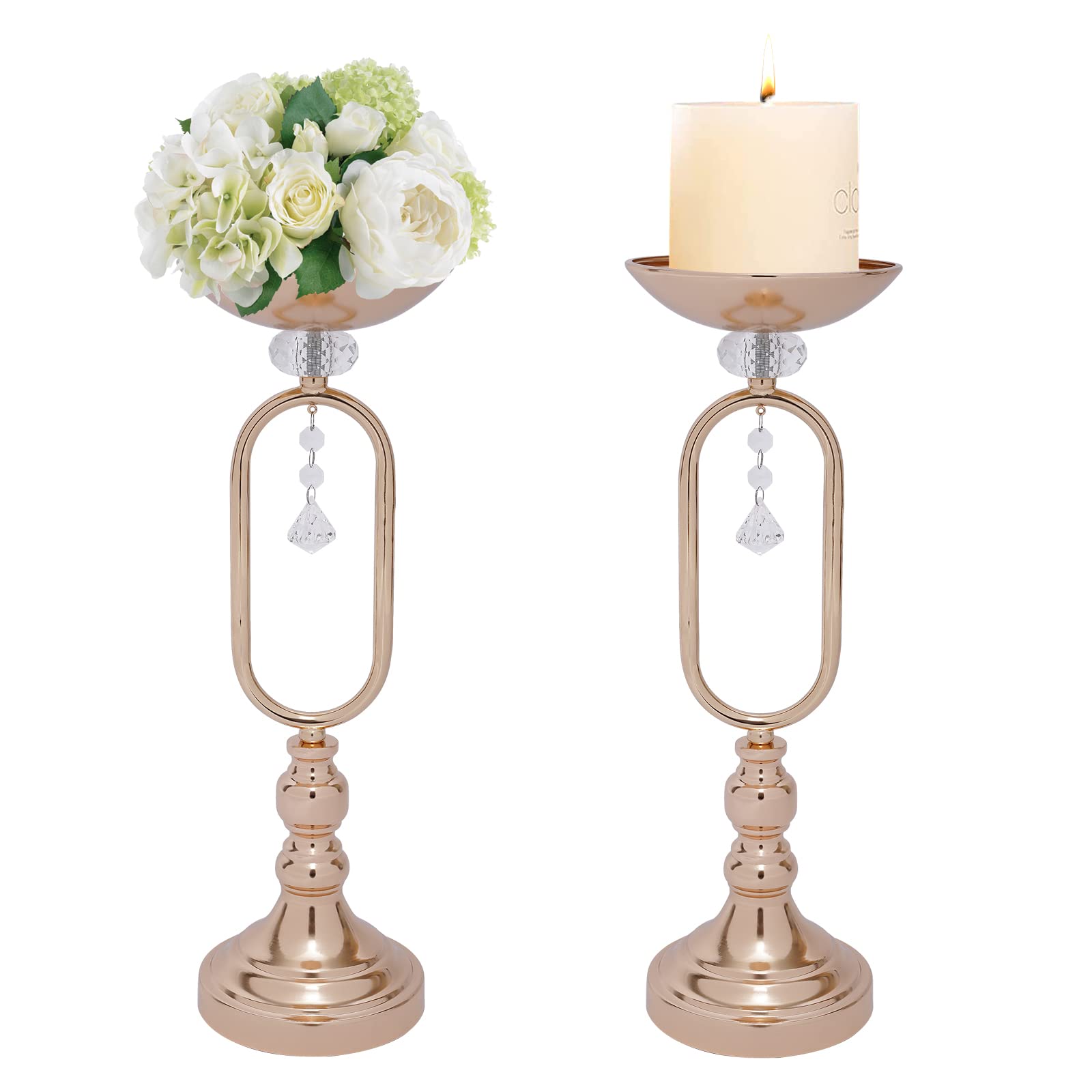 Lot de 10 centres de table dorés - En métal - 13,5 x 44,5 cm - Pour mariages, fêtes d'anniversaire, anniversaires et Saint-Valentin