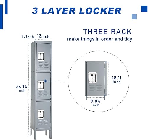 Vista 9 de Bonusall Taquilla de metal para empleados, armarios de almacenamiento de oficina, armarios de acero de 5 niveles para la escuela, compartimento