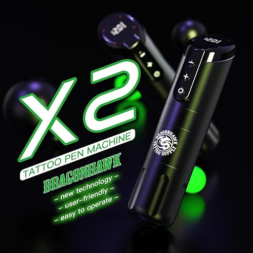 Miniatura 2 de Dragonhawk Kit de pistola de tatuaje Kit de tatuaje inalámbrico para principiantes, kit completo de máquina de tatuaje, fuente de alimentación de