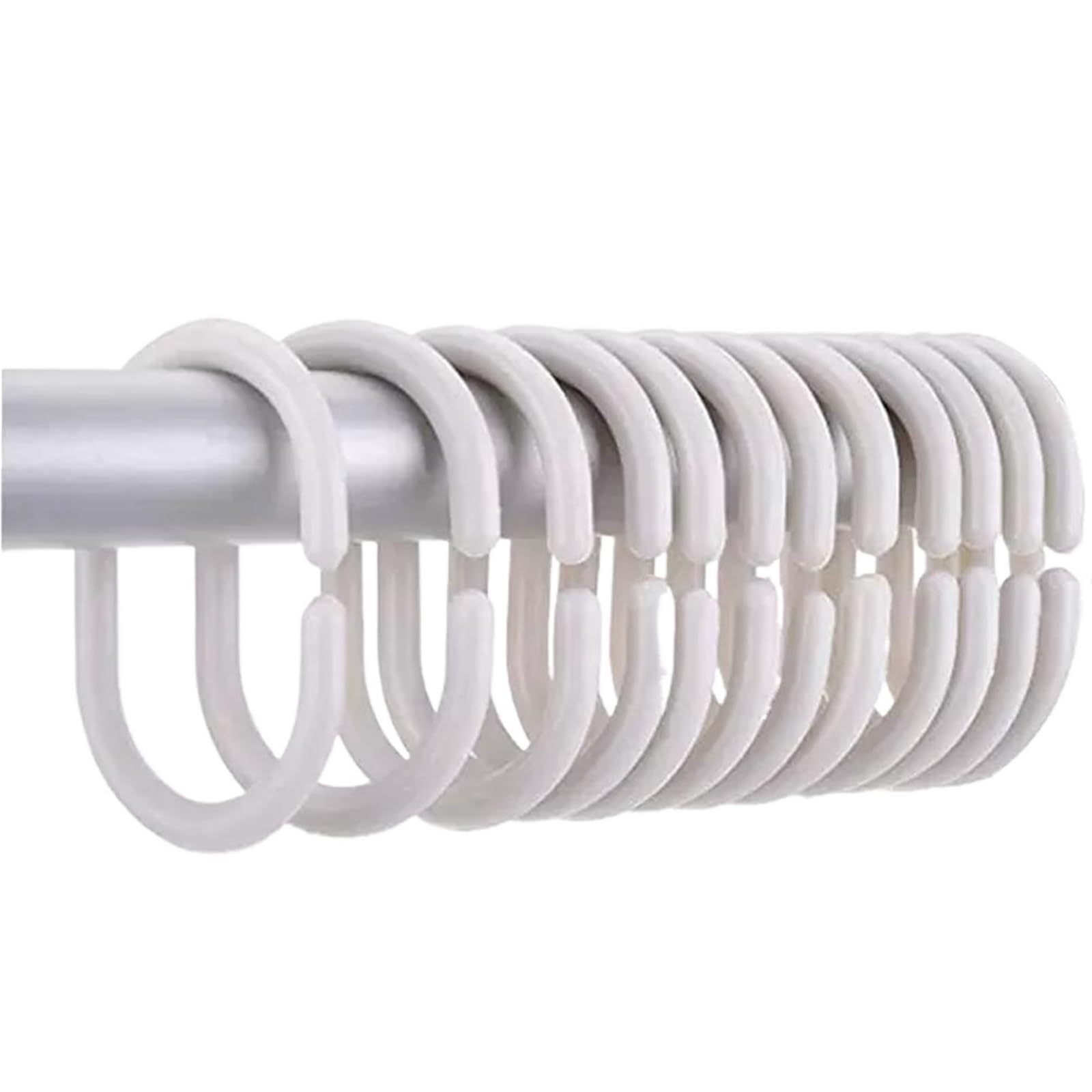 Shower Curtain Hooks 24PCS/set PP C Type Shower Curtain Hook Hanger Bath Drape Loop Clip Glide Convenient Replacement Bathroom Accessories(Color 1)