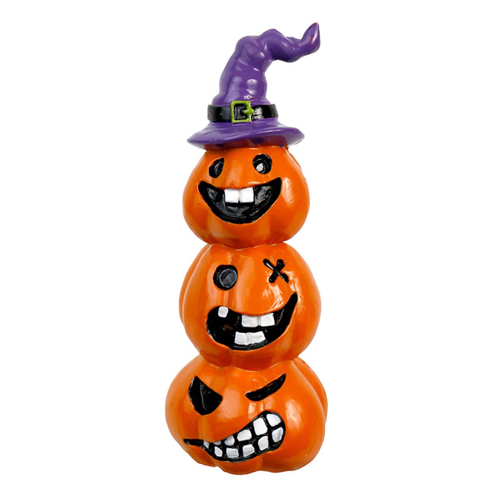 ZhzeYun Halloween Pumpkin Statue, Resin Spooky Face Figurine for Home Tabletop Decor, Whimsical Witch Hat Ornament for Tiered Tray, Funny Festive Collectible Gift, 16.4cm [object Object]