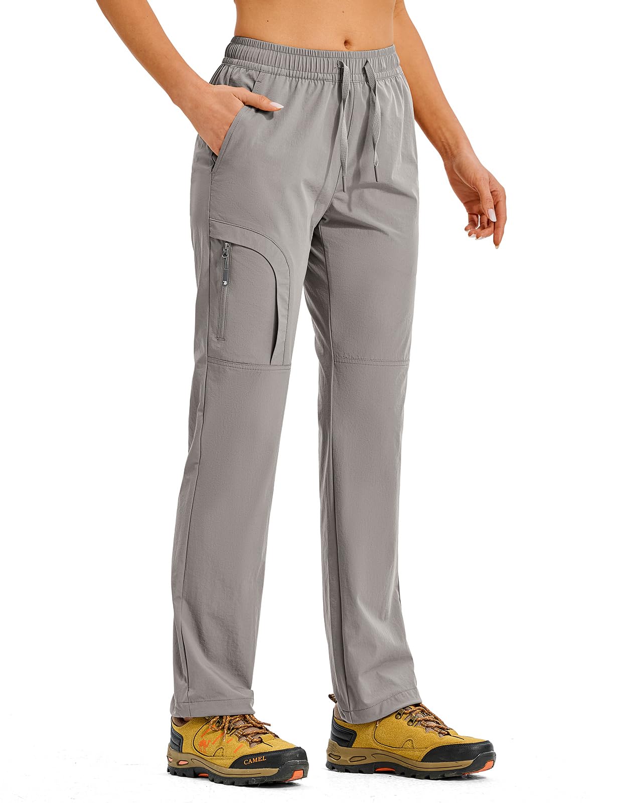 TBMPOY Women's Hiking Pants Water Resistant Lightweight Quick Dry Cargo Travel Fishing Work Camping Pant with 4 Pockets Medium Grey M