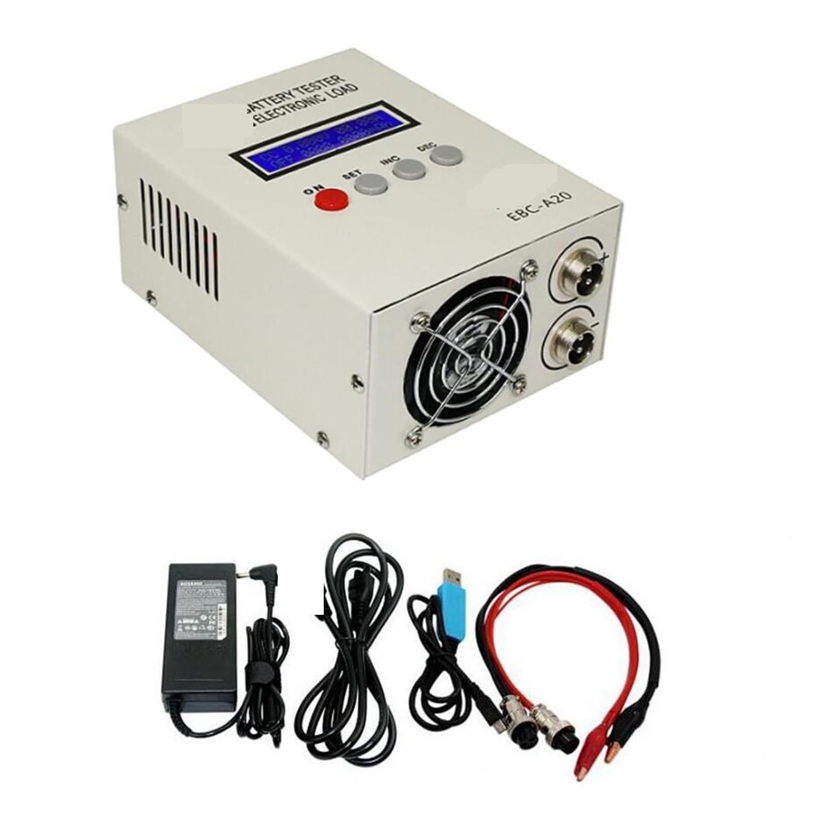 Batterietester, A20 Batterietester Lithium-Blei-Säure-Batterien Kapazitätstest 5A Laden 20A Entladen Unterstützt PC-Softwaresteuerung(Standard with cable)