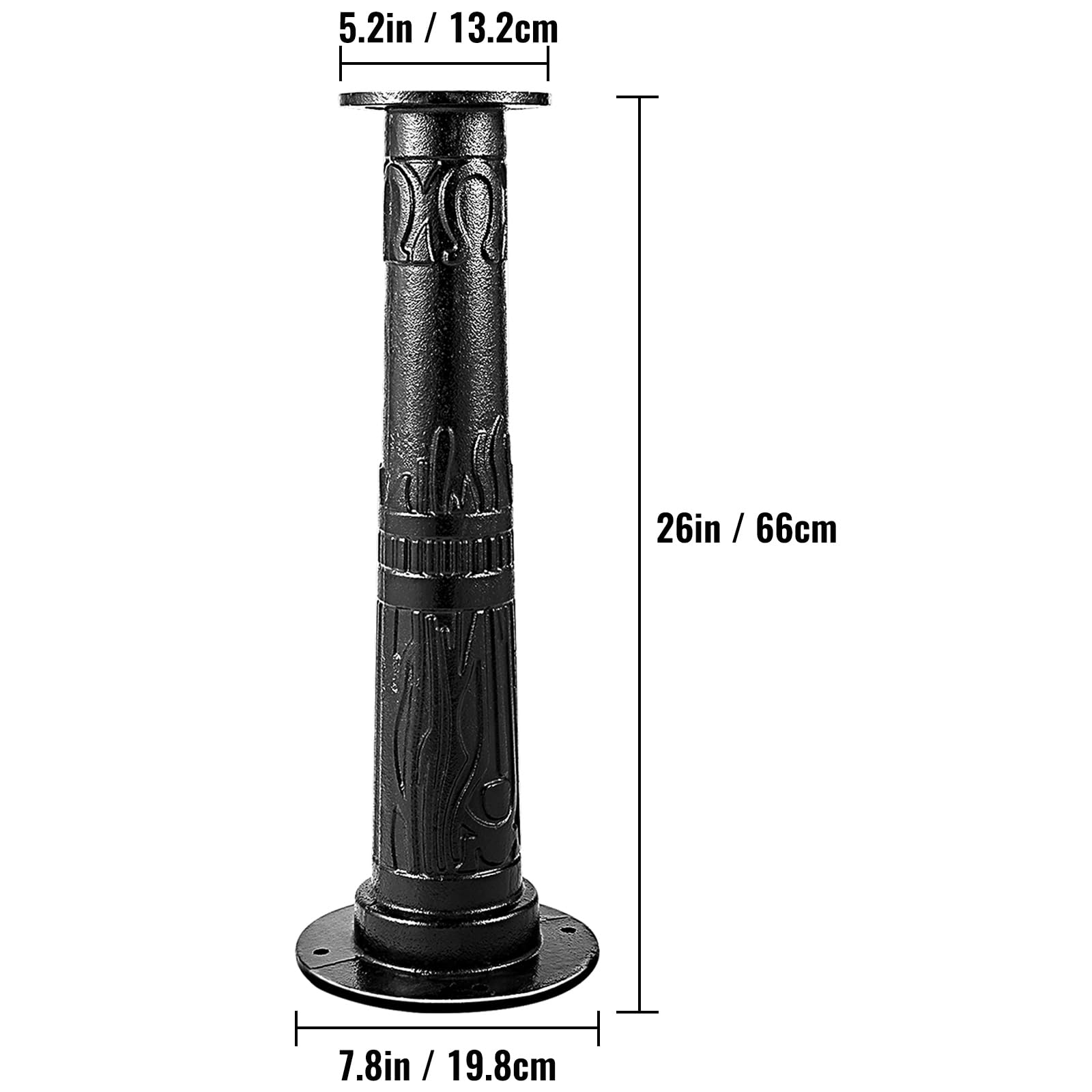 VEVOR stojak na pompę korbową, żeliwny stojak do pompy, 23,7 x 23,7 x 66 cm, z farbą natryskową, grubość 8 mm, czarny, do ogrodu, stawu, podwórka