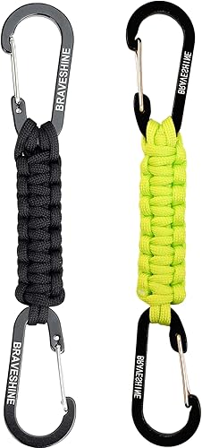 Vista 22 de BRAVESHINE Mosquetón de llavero con clip de paracord, gancho de anillo en D para lanyard, colgador para cochecito, llavero para botella de agua, 1