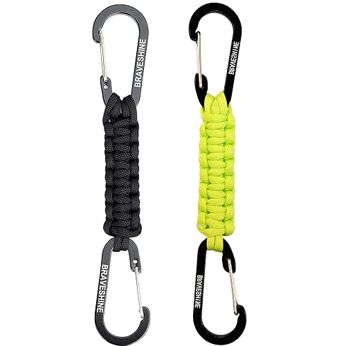 BRAVESHINE Paracord Keychain Carabiner Clip, D Ring Lanyard Hanger Stroller