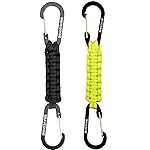 BRAVESHINE Carabiner Keychain Hook with Paracord Strap - 1 Black 1 Green D Ring Key Clips Para Cord Lanyard Hanger Stroller Hooks for Water Bottle, Belt Loop Keys, Backpacks, Boys, Girls, Men, Women