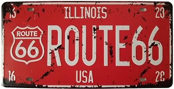Route 66 Retro Vintage Auto License Plate Tin Sign Home Pub Bar Decor 6X12