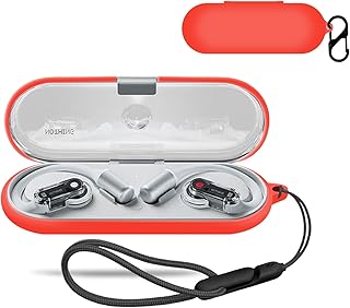 Nothing Ear (Open) Open-Ear Case Cover, Wireless Earphone Silicone Protective Case - Drop, Scratch, Shock-Proof, Dust-Proof (Red) with Carabiner + Lanyard and Reserved Charging Port