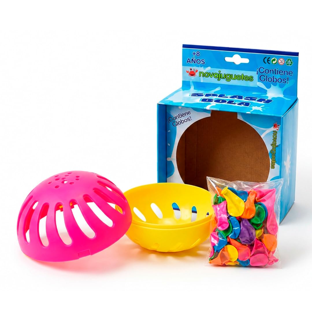 Bola Splash con Globos de Agua | Amarillo y Rosa | Juego de Verano para Niños +8 Años | Pelota para Globos de Agua | Juego Exterior para Playa, Piscina, Jardín y Cumpleaños