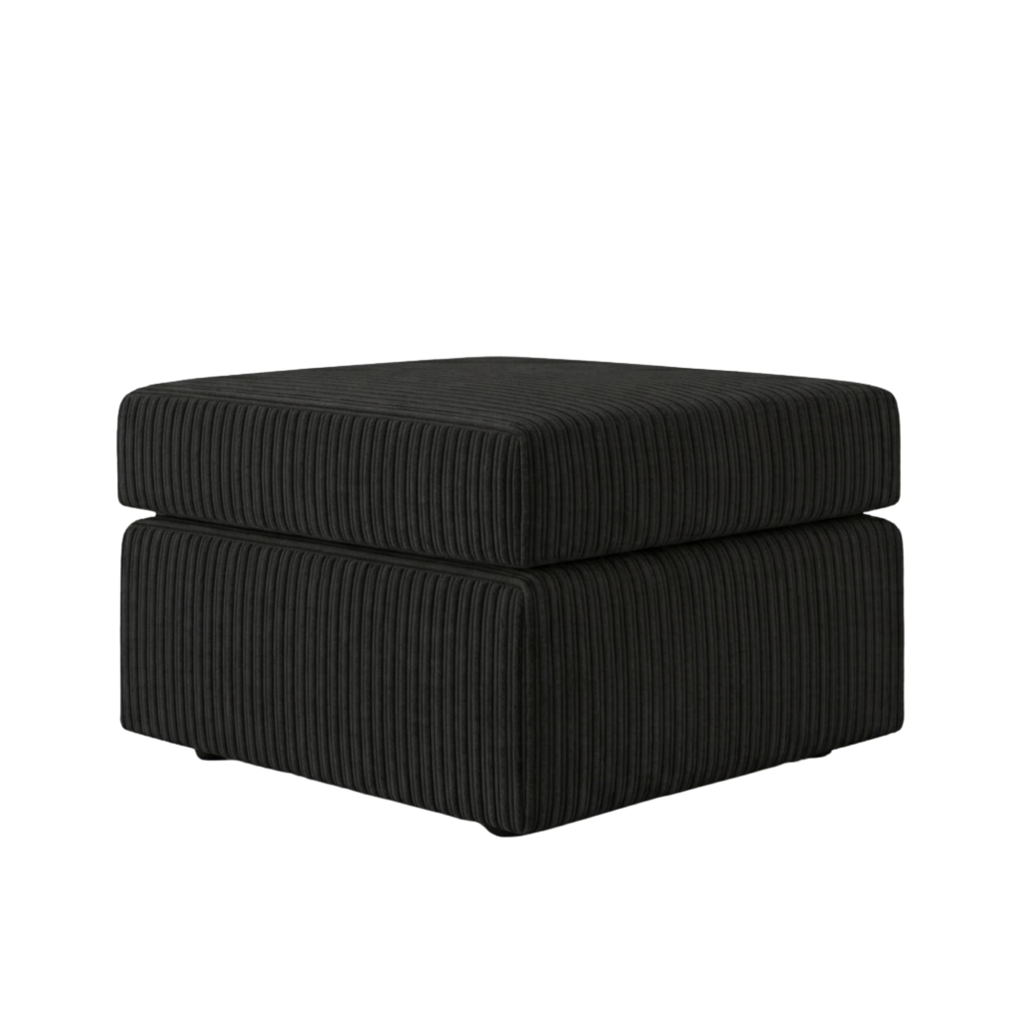 New Gamzo Fabric Corner Sofa Firm | Soft Jumbo Cord 3-4-5 Seater Corner Sofa Left/Right Hand Facing) (Black, Footstool)