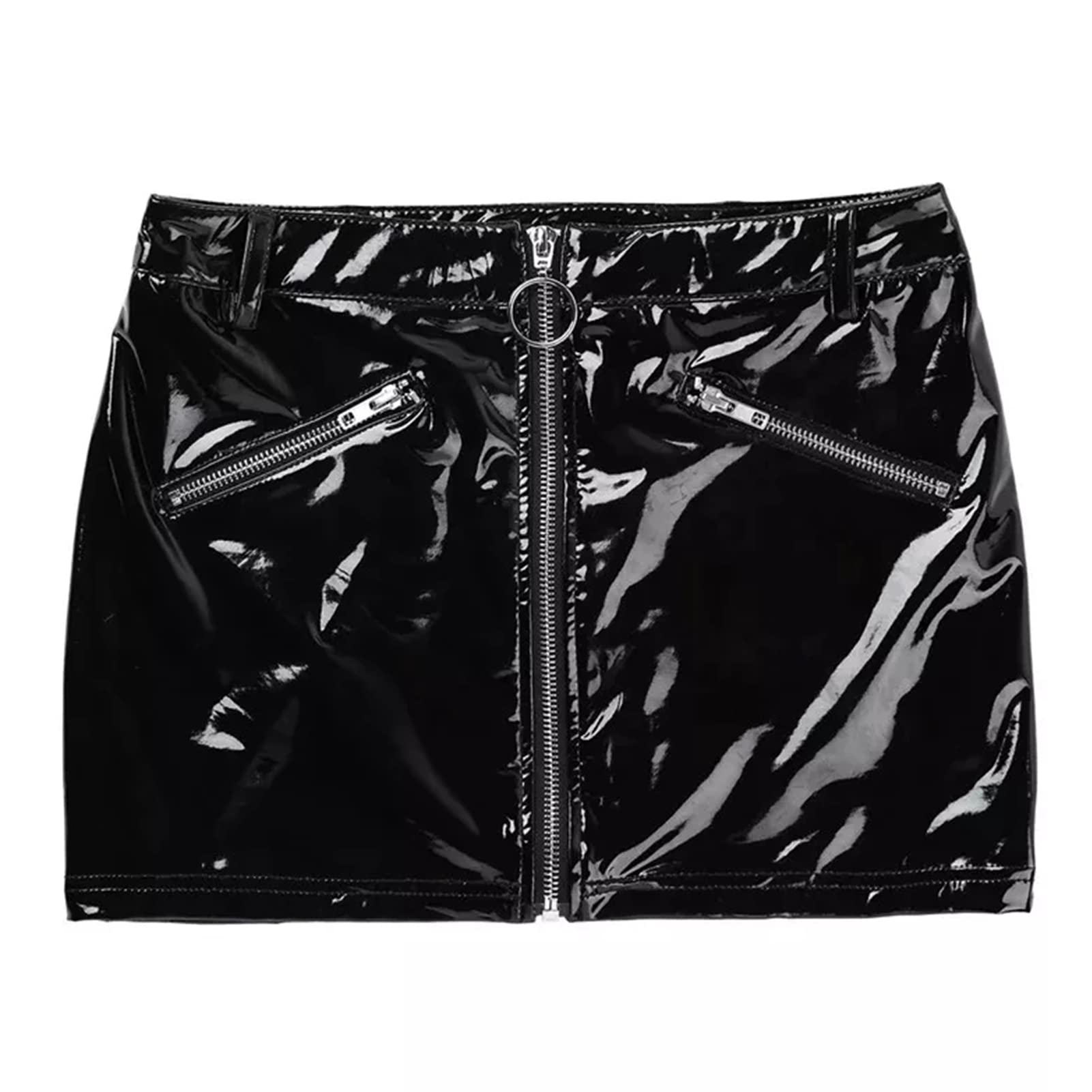 FEOYA Women's Black Latex Outfit Patent Leather Bottom Party Club Clubwear: Black Bodycon Skirt 3X-Large