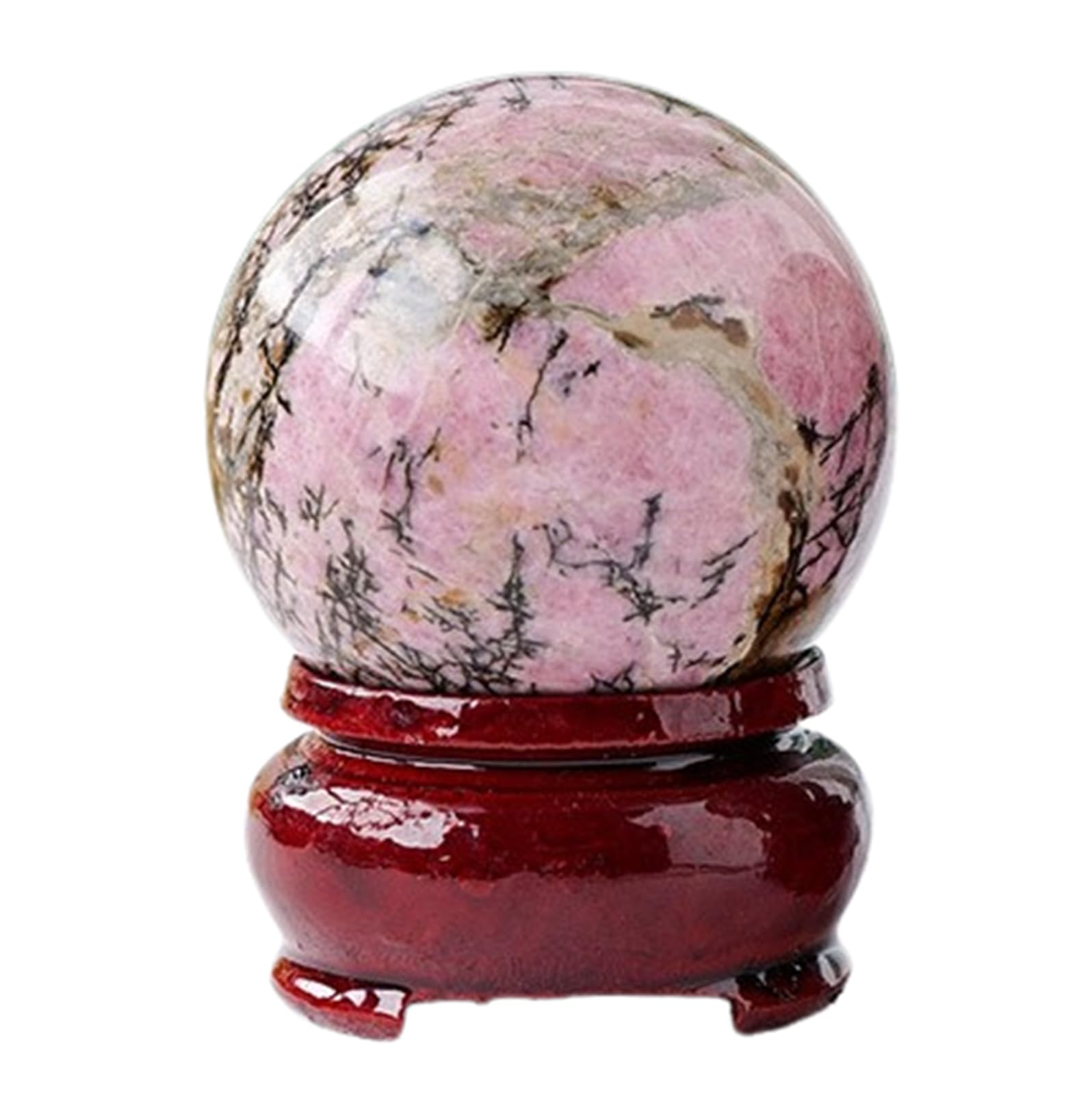 AUOQKQUT Rhodonite Crystal Sphere Ball, Gemstone Crystal Ball,Round Sphere Collection Pocket Stone for Scrying,Decoration,6~7cm
