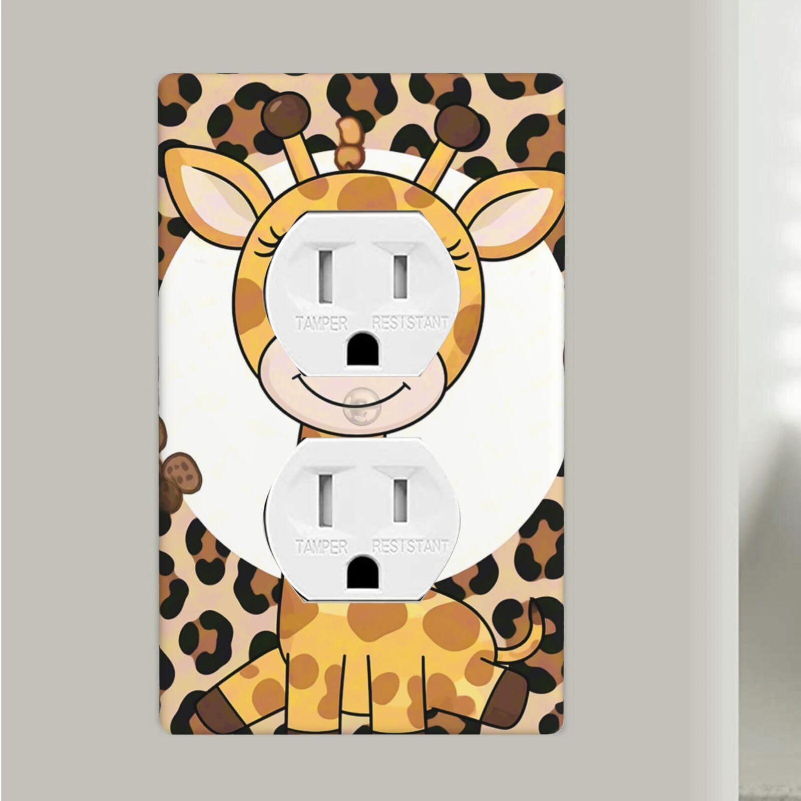 Cute Giraffe Duplex Outlet Covers Wall Plates 1-Gang Switch Outlet Electrical Cover Plate Unbreakable Polycarbonate Switchplate Cover Faceplate For Bathroom Kitchen Home Decor