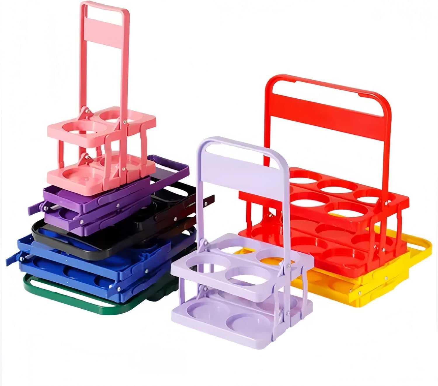 Reusable Drink Carrier with Handle 2/4/6 Pack, Foldable Cup Holder for Delivery Drivers Essentials, Portable Drink Caddy for Car, Compatible with Doordash/GrubHub Eats Accessories (yellow, 2 cups)