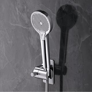 1pc Shower Nozzle Holder, Adjustable Shower Holder No Drill，Shower Nozzle Bracket Brace Douche Suction Hooks with Chrome Polished for Bathroom(Silver)