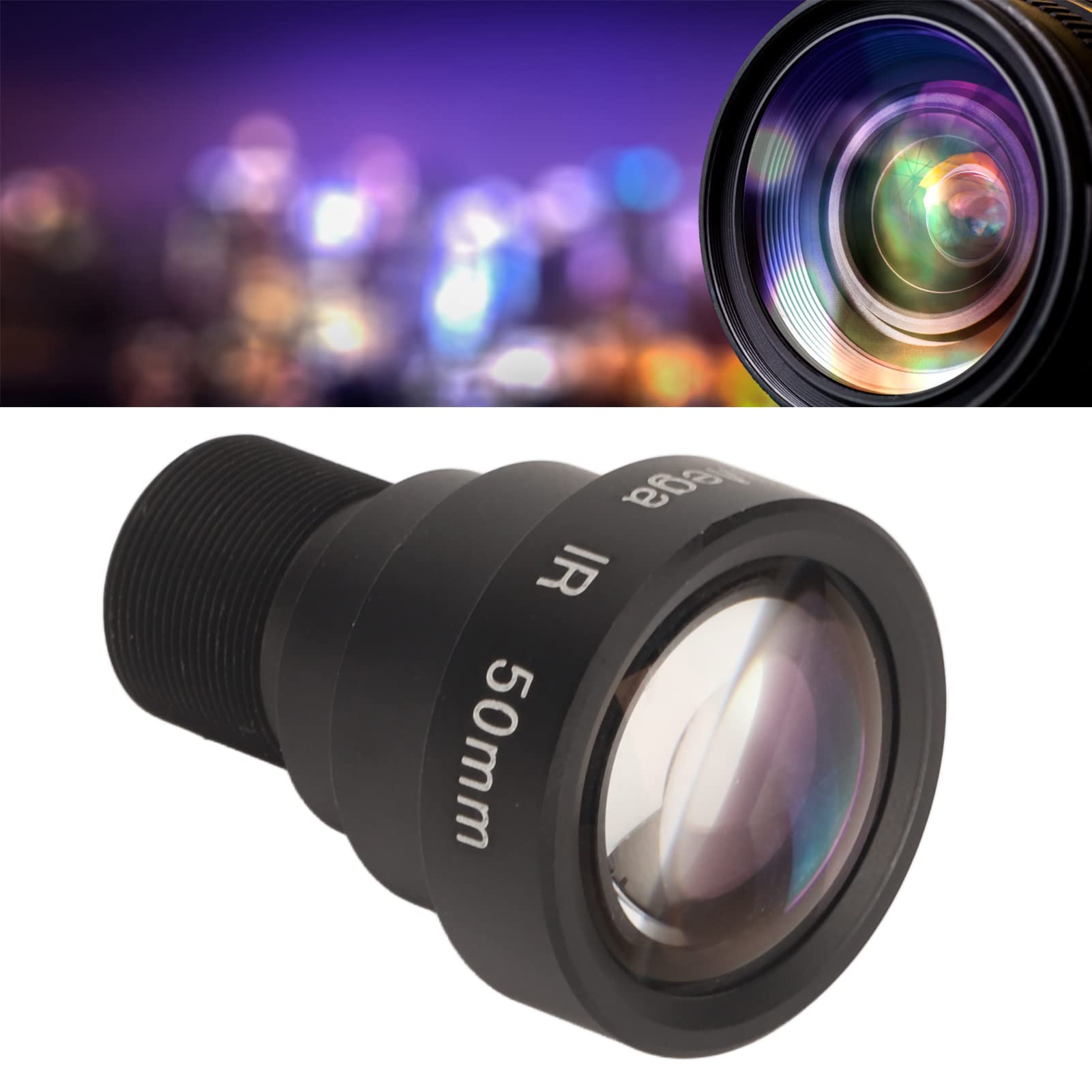 50mm CCTV Camera Lens, 5MP HD Single Board Lens, M12 Interface Aluminum Alloy Camera Lens for CCTV Security Camera