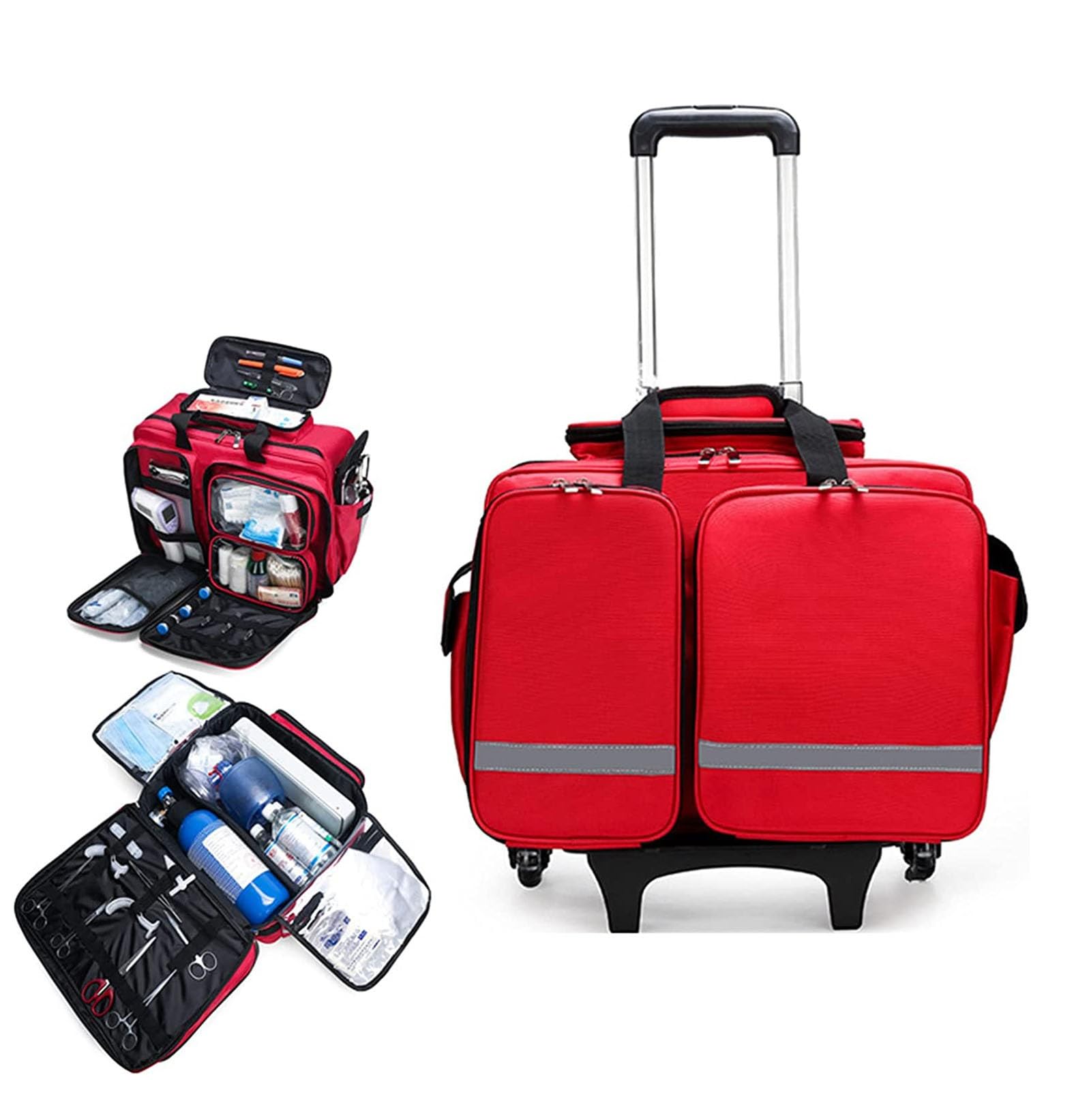 Bolsa de botiquín de primeros auxilios profesional, gran capacidad, kit de rescate de emergencia impermeable, ideal para EMT, EMS, paramédicos, bolsa médica de almacenamiento portátil con divisores