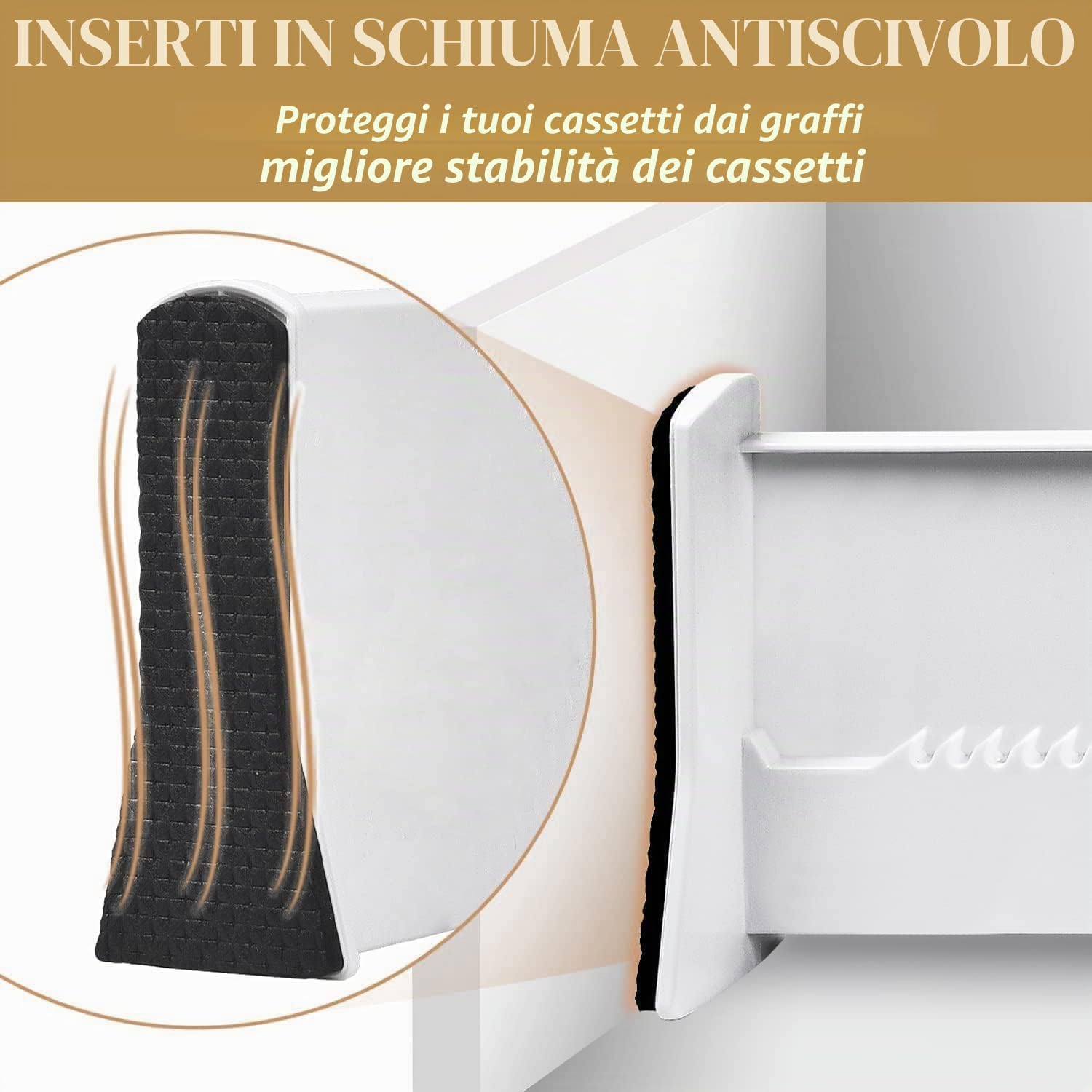 SENENQU Divisori per Cassetti 4 Pezzi Regolabili Bianchi 33,2-55 Cm | Separatori per Cassetti, Organizer Cucina, Bagno, Armadio e Intimo 12,7 cm in PP per Casa