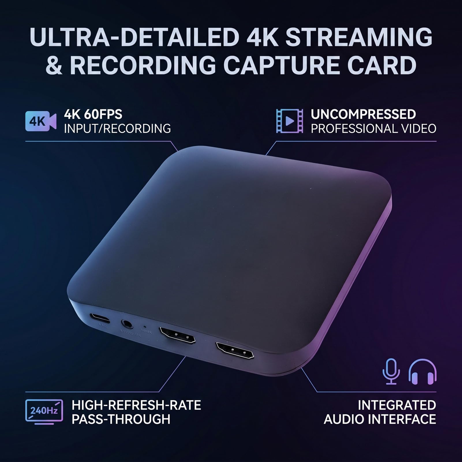 Tarjeta de Captura de Vídeo 4K 60FPS, a USB 3.0 para Grabar Juegos en con Baja Latencia