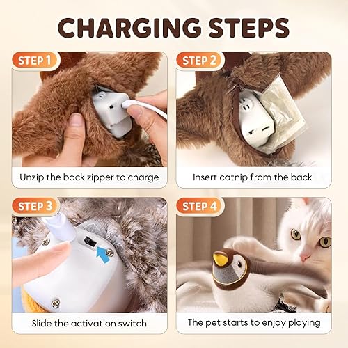 Miniatura 5 de Juguete interactivo para gatos con canto y pájaro volador, juguete estimulante para gatitos de interior aburridos (color D)