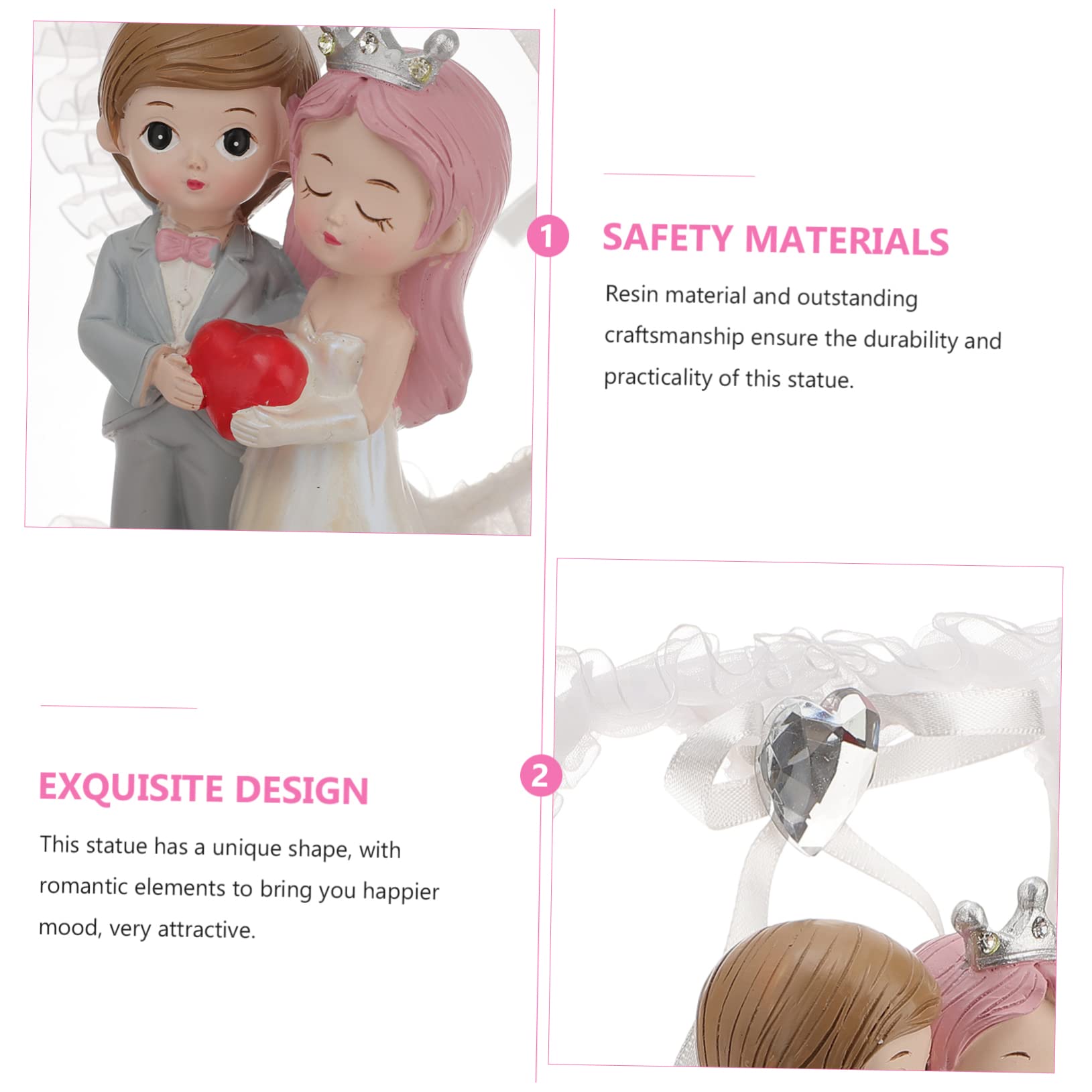 SHOWERORO Hochzeit Paarfiguren Cartoon Ornament Hochzeitsfeier Schmuck Leicht Zu Reinigen Für Schlafzimmer Und Büros Jubiläen