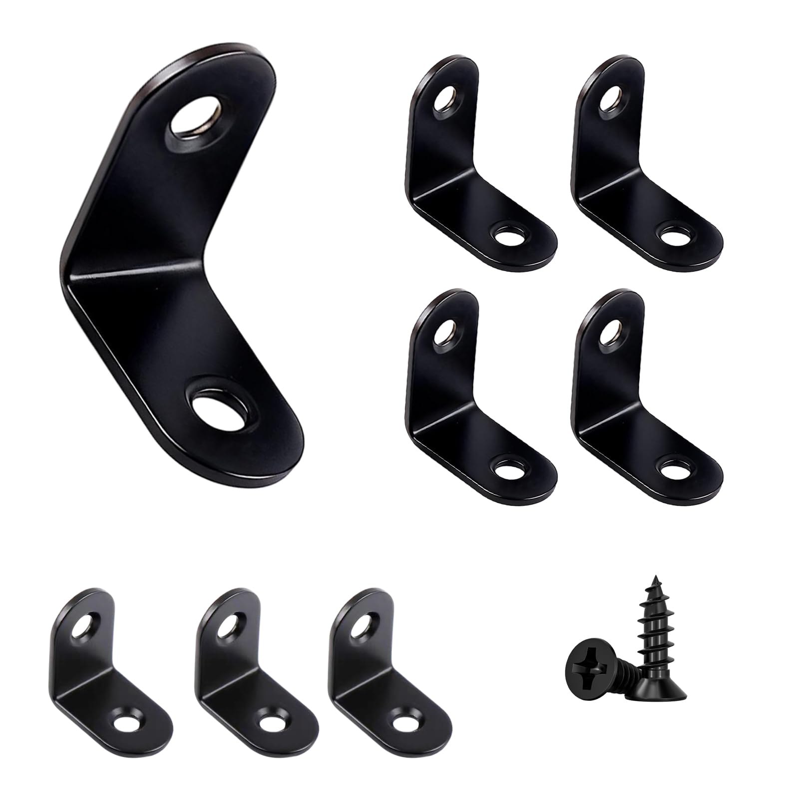 HAISHANG 10pcs Corner Bracket, L Brackets 40x40mm Small Black Stainless Steel 90 Degrees Right Angle Brackets with Screws Corner Bracket for Wood, Furniture, Desk, Table Shelf
