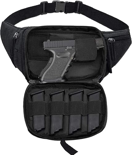 Miniatura 10 de LarKoo - Riñonera oculta para pistola de transporte, bolsa táctica oculta para pistola de transporte, bolsa para pistola con soporte para botella y