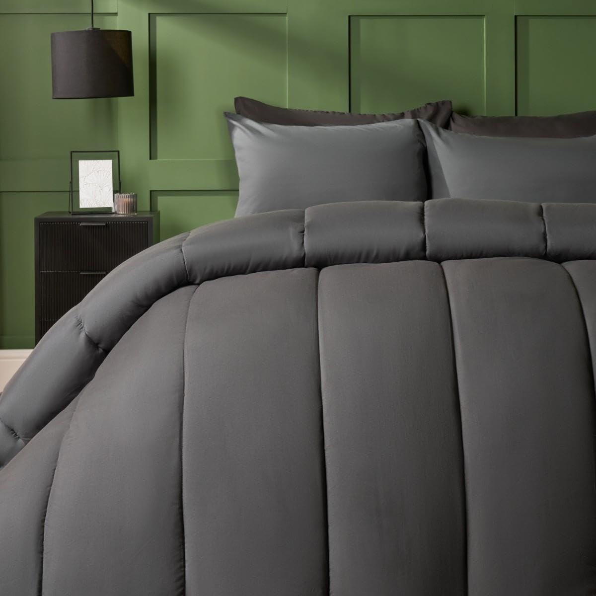 OHS Coverless Duvet Super King Size, 10.5 Tog Duvet with Pillowcases - Grey