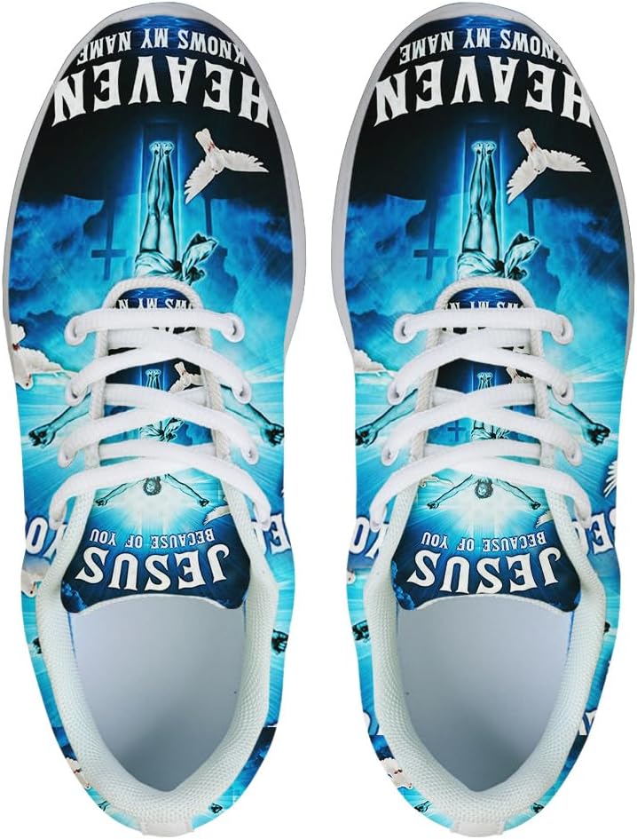 Jesus Because of You Heaven Knows My Name Shoes for Women Men Trail Running Casual Fashion Sneakers Slip-on Tennis Shoes