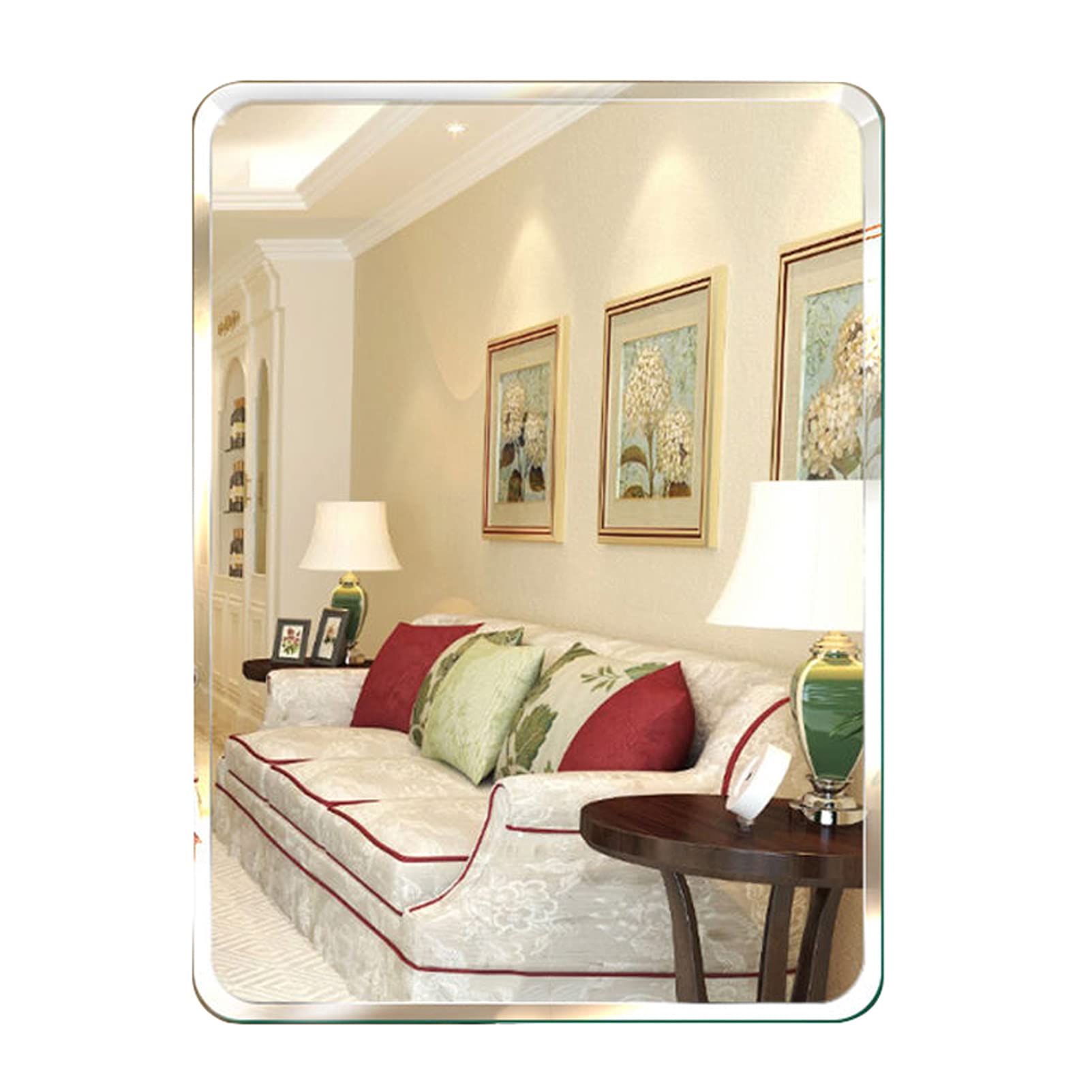 Specchio Rettangolare, Specchio da Bagno Montato a Parete con Bordo smusso, sospeso Orizzontale o Verticale per Il Soggiorno Camera da Letto in camerino （70 x 50 cm） Natural,50x70cm