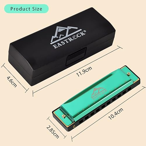 Miniatura 2 de EastRock Blues - Armónica de 10 agujeros en tono C con estuche para Blues, armónica diatónica profesional para principiantes, regalo para