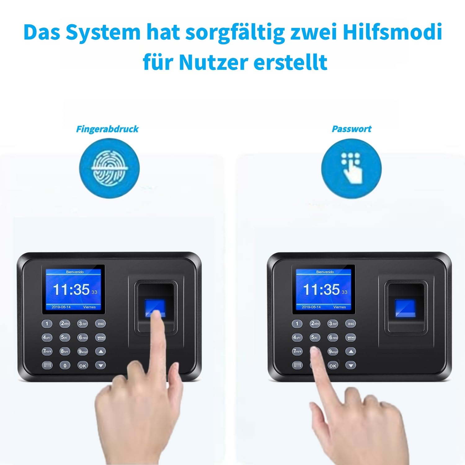 Zeiterfassung für Kleinbetriebe, Deutsche Stempeluhr Arbeitszeiterfassung Stempeluhr, Ausgabe Stechuhr Mitarbeiter, Anwesenheitsmaschine für Mitarbeiter Kein Netzwerk Erforderlich