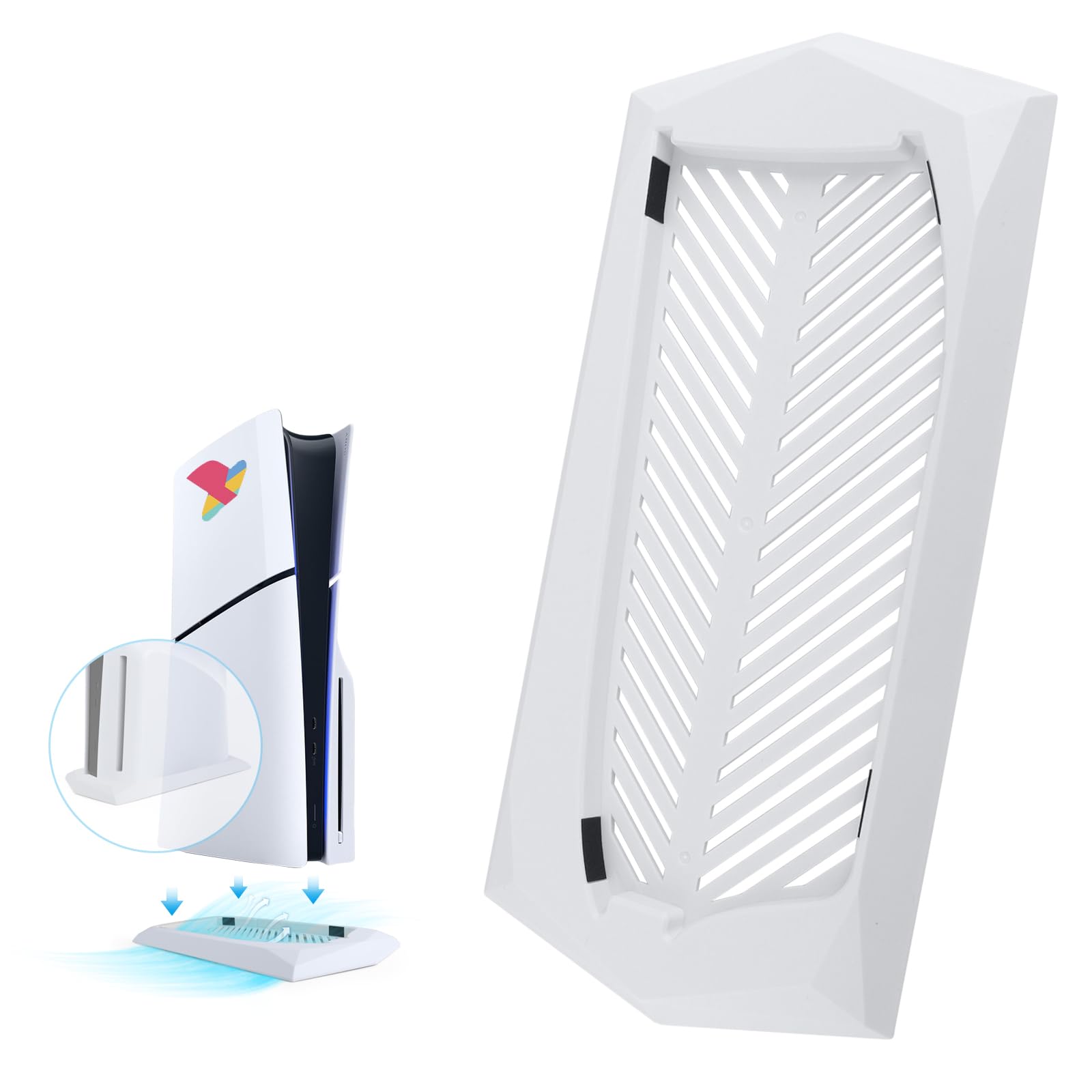 YWLRONG for PS5 Slim Stand Console Bracket for Sony PlayStation 5 Slim Disc Edition Vertical Stand Holder Base Cooling Accessories(White)