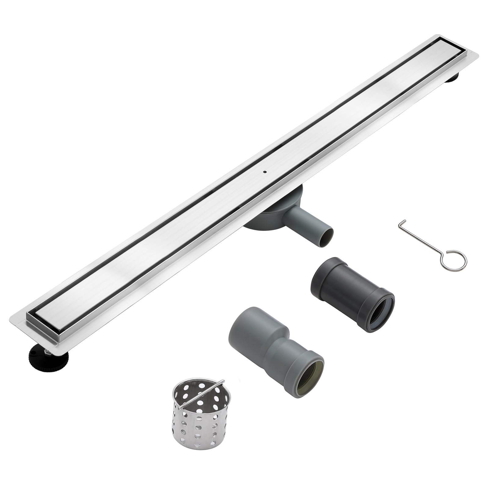 KEOKBON 304 Stainless Steel Linear Shower Drain 100cm, 2 in 1 Tilable Design, Efficient Water Drainage, Easy to Install, Wide Compatibility, With 360° Siphon Includes Waste Adapter DN40 and DN50