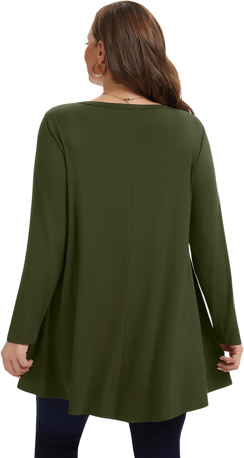 LARACE Plus Size Tunic Tops Long Sleeve Shirts for Women Swing Flowy Loose Fit Clothes for Leggings - Image 5