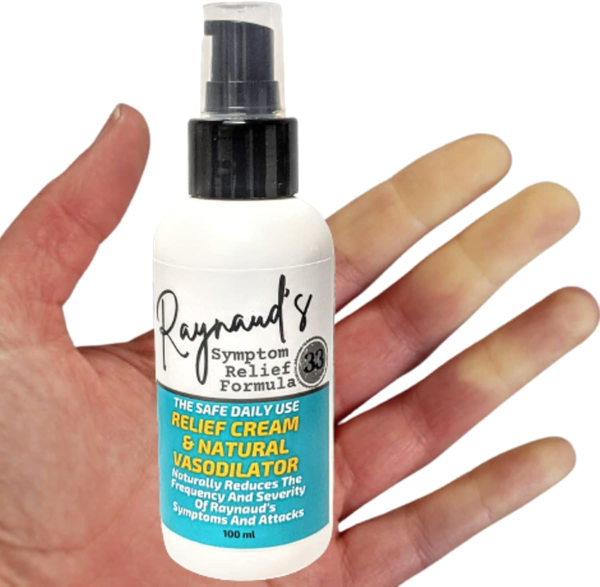 Raynaud's Symptom Relief Topical Treatment Cream Get Rid of Painful Cold White Stiff Fingers and Toes. Natural Vasodilator Formula Improves Circulation and Warms Hands and feet.