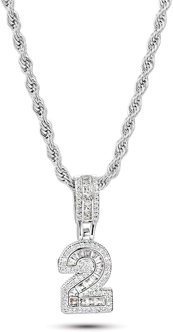 MiniJewelry ラッキーナンバーペンダントネックレス 0~9 女性 家族 誕生日 母 娘 シルバートーン クリスタルクリア キュービックジルコニア