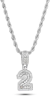 0 to 9 Lucky Number Pendant Necklaces for Women Men Family Birthday Mum Daughter Silver Tone Crystal Clear Cubic Zirconia