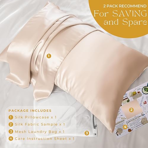 Miniatura 6 de PROMEED 23 Momme - Funda de almohada de seda para cabello y piel, ambos lados 100% grado 6A+, seda de morera con cremallera oculta, 1400 hilos,