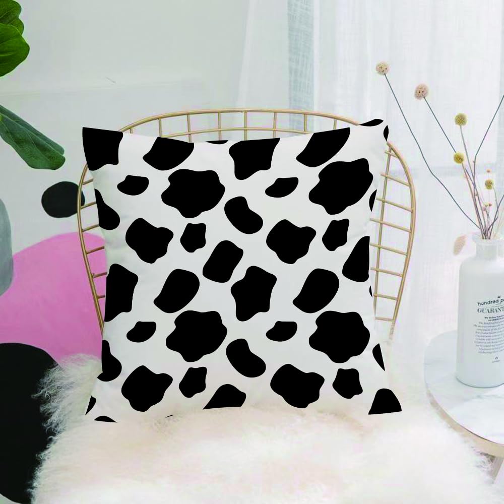 HYMSXW Cushion Cover,Throw Pillow Case Home Decorative for Living Room Bedroom Sofa Chair 20X20 Inch,Classic black and white cow print pattern, irregular black dot design on white,Pillowcase 50X50cm