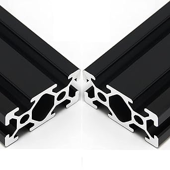Mssoomm T Type 2040 Aluminum Extrusion Profile European Standard Anodized Black Linear Rail Guide Frame for 3D Printer and CNC DIY, Length 70.87 inch / 1800mm, 2Pcs